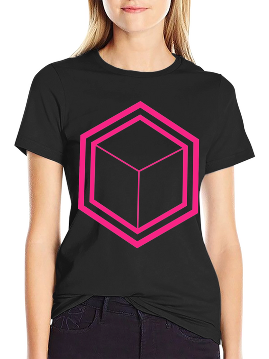 Geometric Cube Graphic Tee - Black