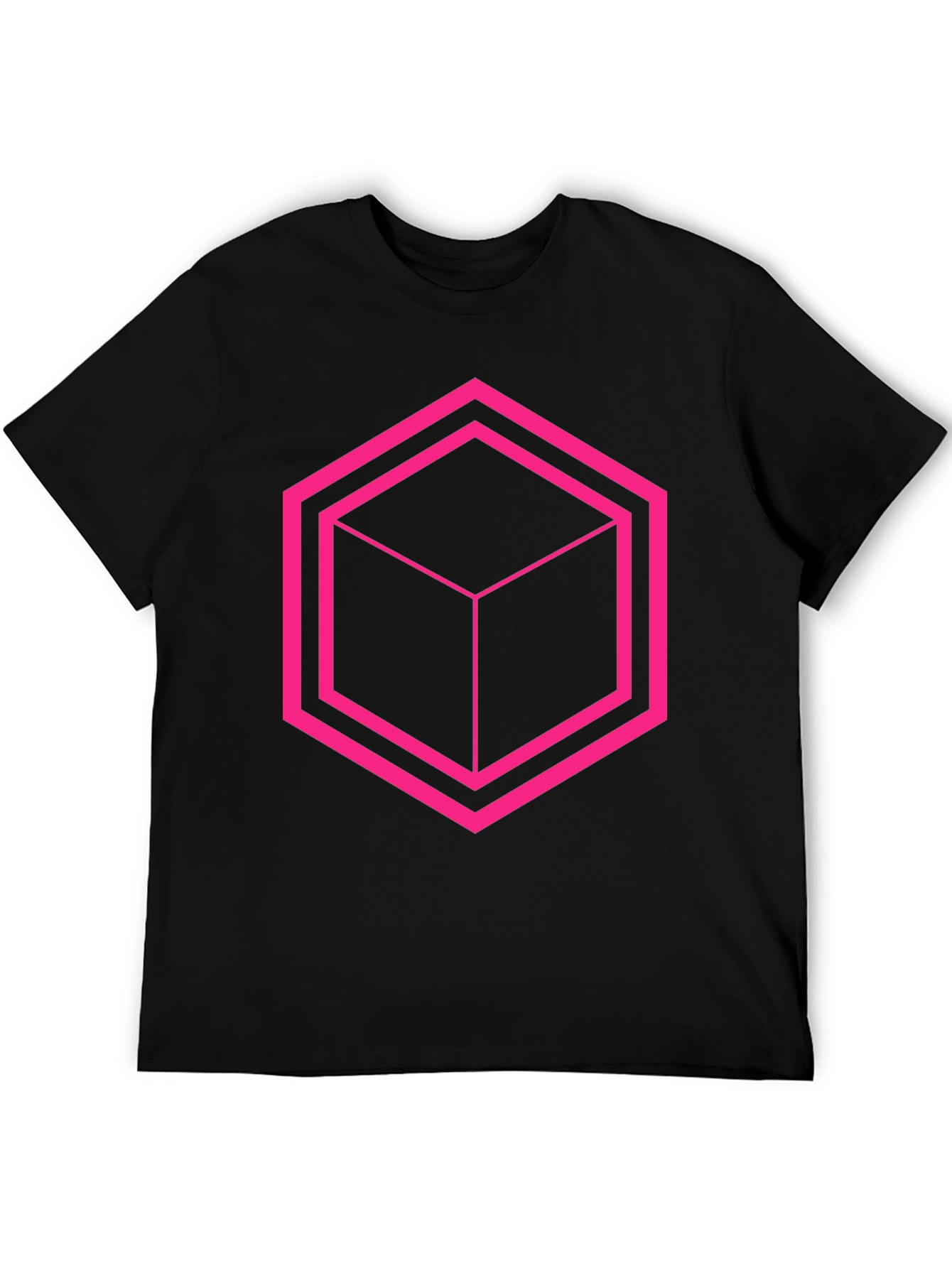 Geometric Cube Graphic Tee - Black