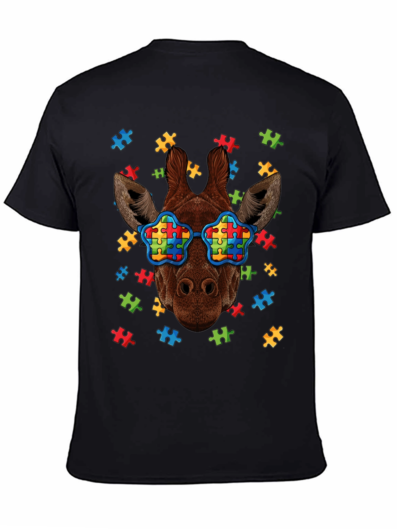 Giraffe Autism Awareness T-Shirt Puzzle Design