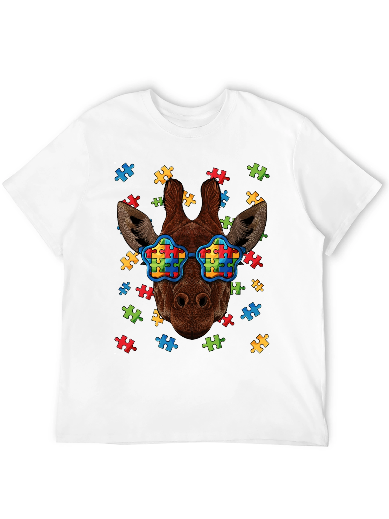 Giraffe Autism Awareness T-Shirt Puzzle Design