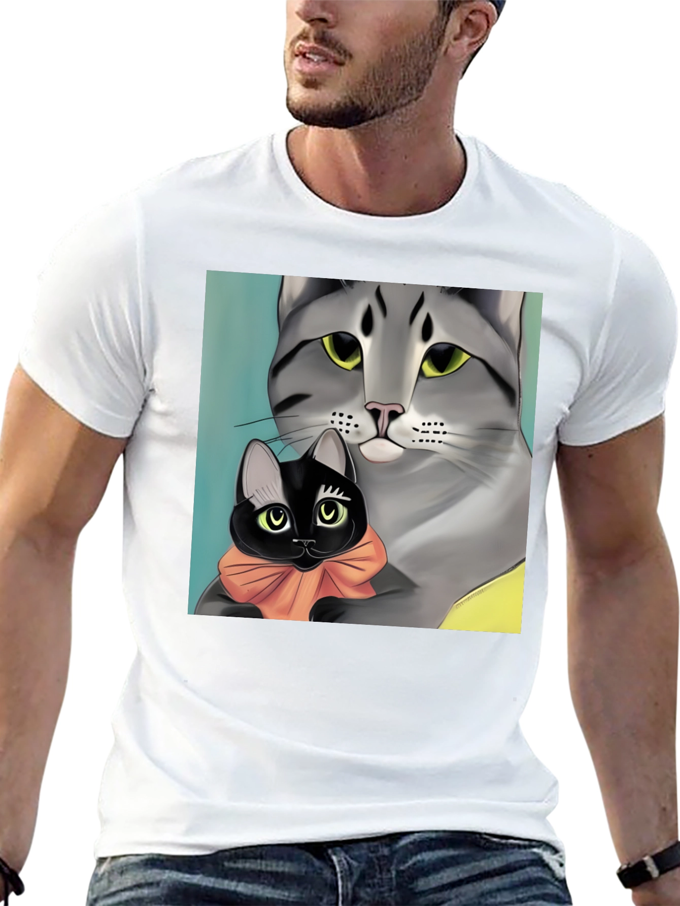 Cat Lovers T-Shirt - Mom Cat & Kitten Tee