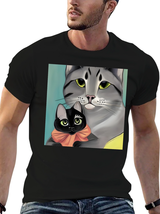 Cat Lovers T-Shirt - Mom Cat & Kitten Tee