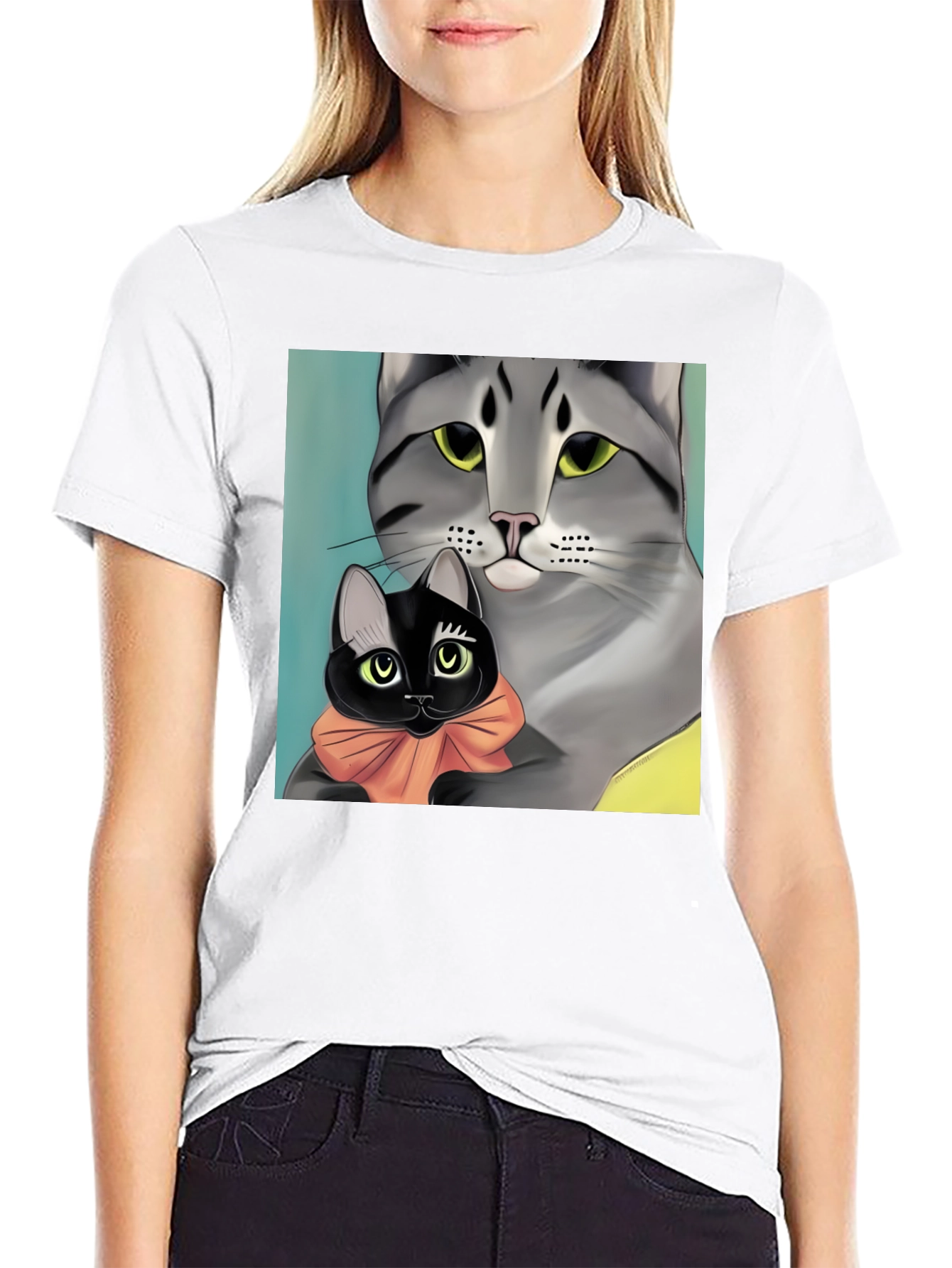 Cat Lovers T-Shirt - Mom Cat & Kitten Tee