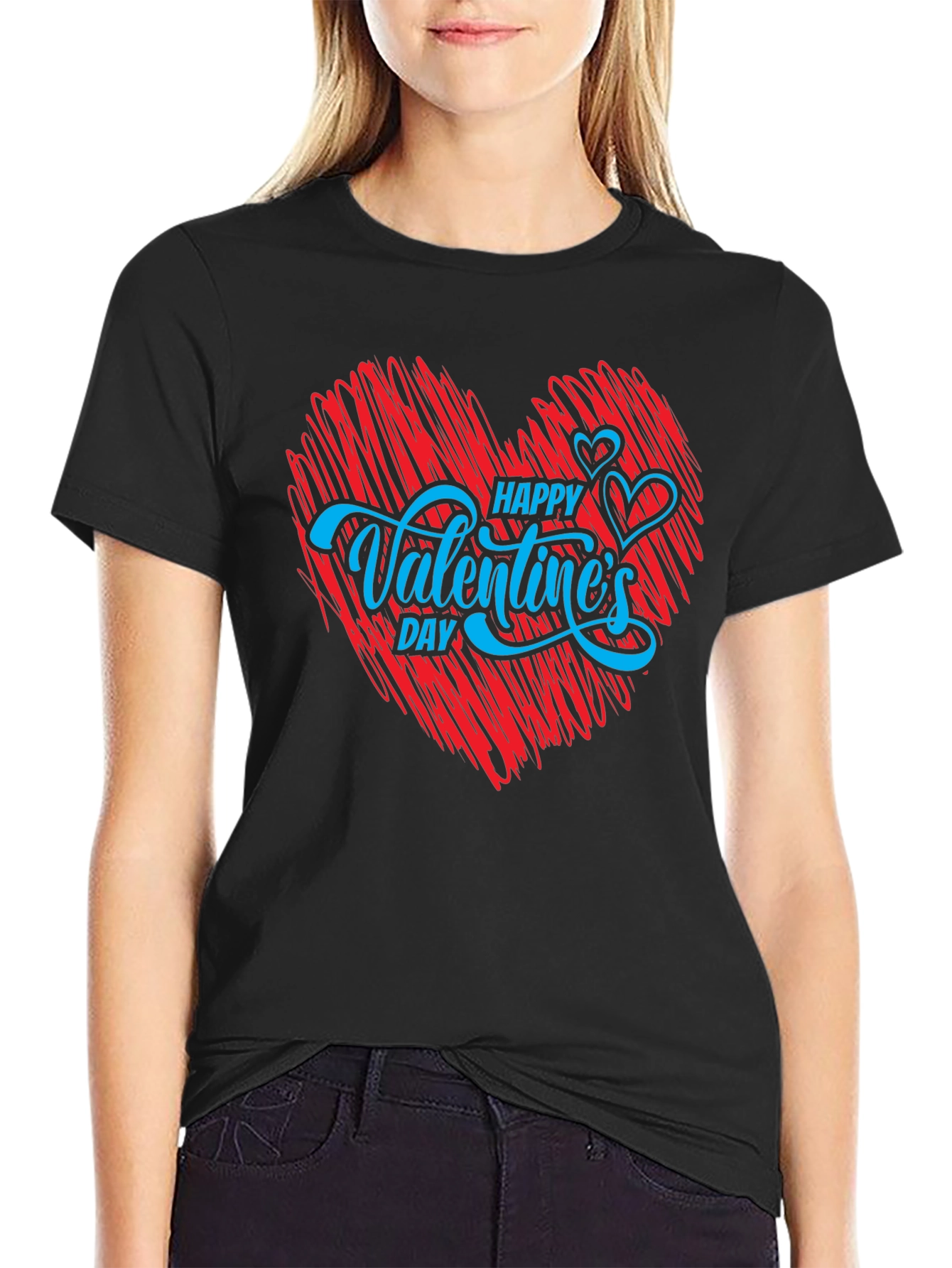 Happy Valentines Day T-Shirt - Red Heart Graphic Tee