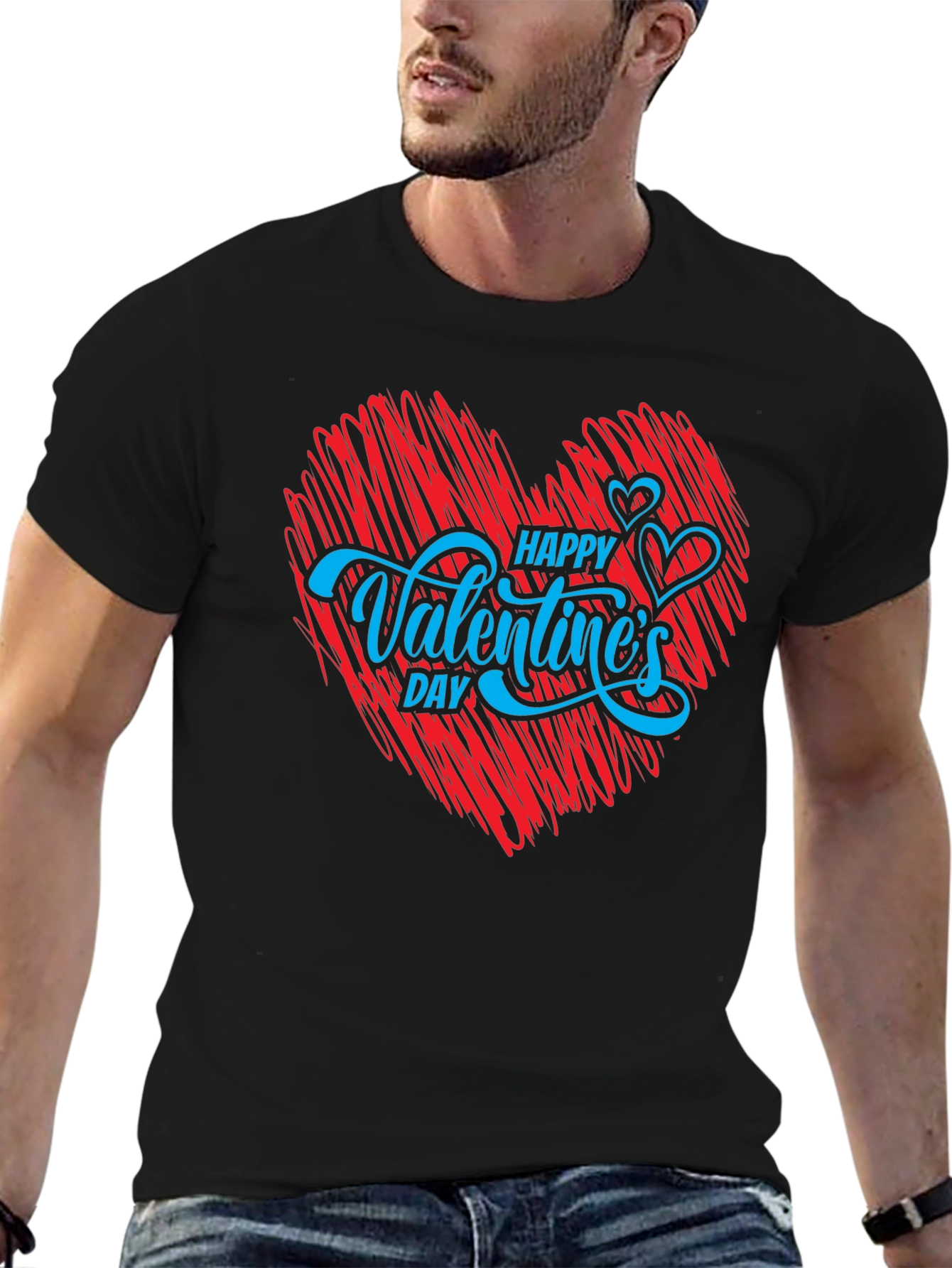 Happy Valentines Day T-Shirt - Red Heart Graphic Tee