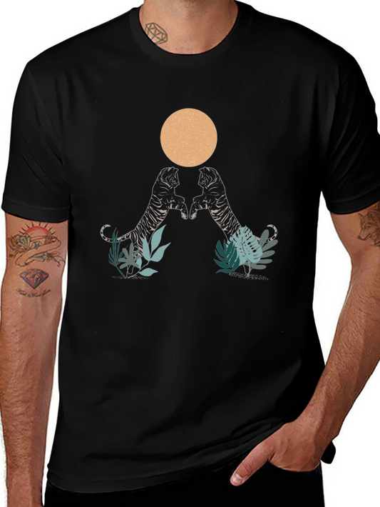 Tiger Graphic Tee - Mens Black Crew Neck T-Shirt