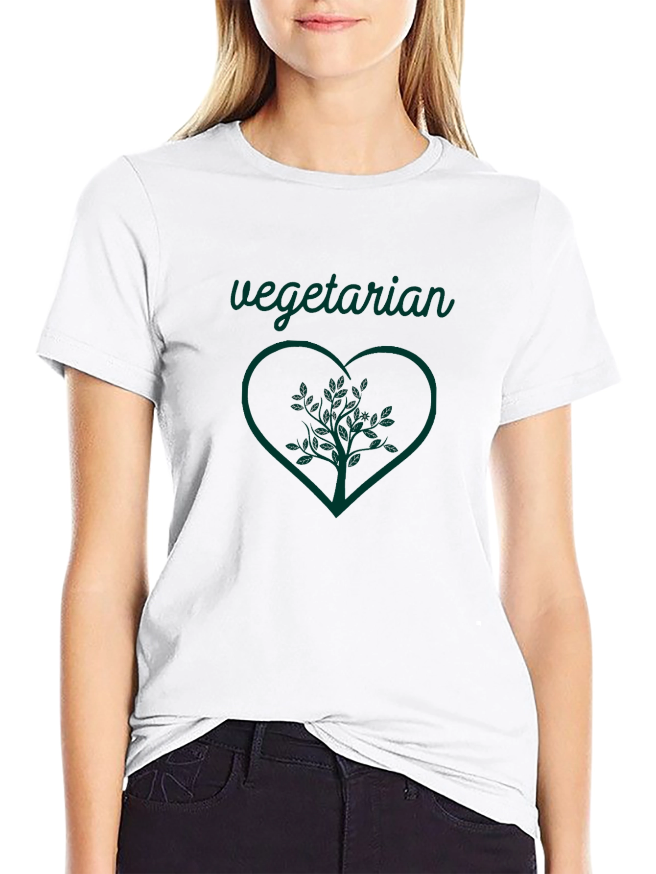 Vegetarian Heart Tree Graphic Tee - Black