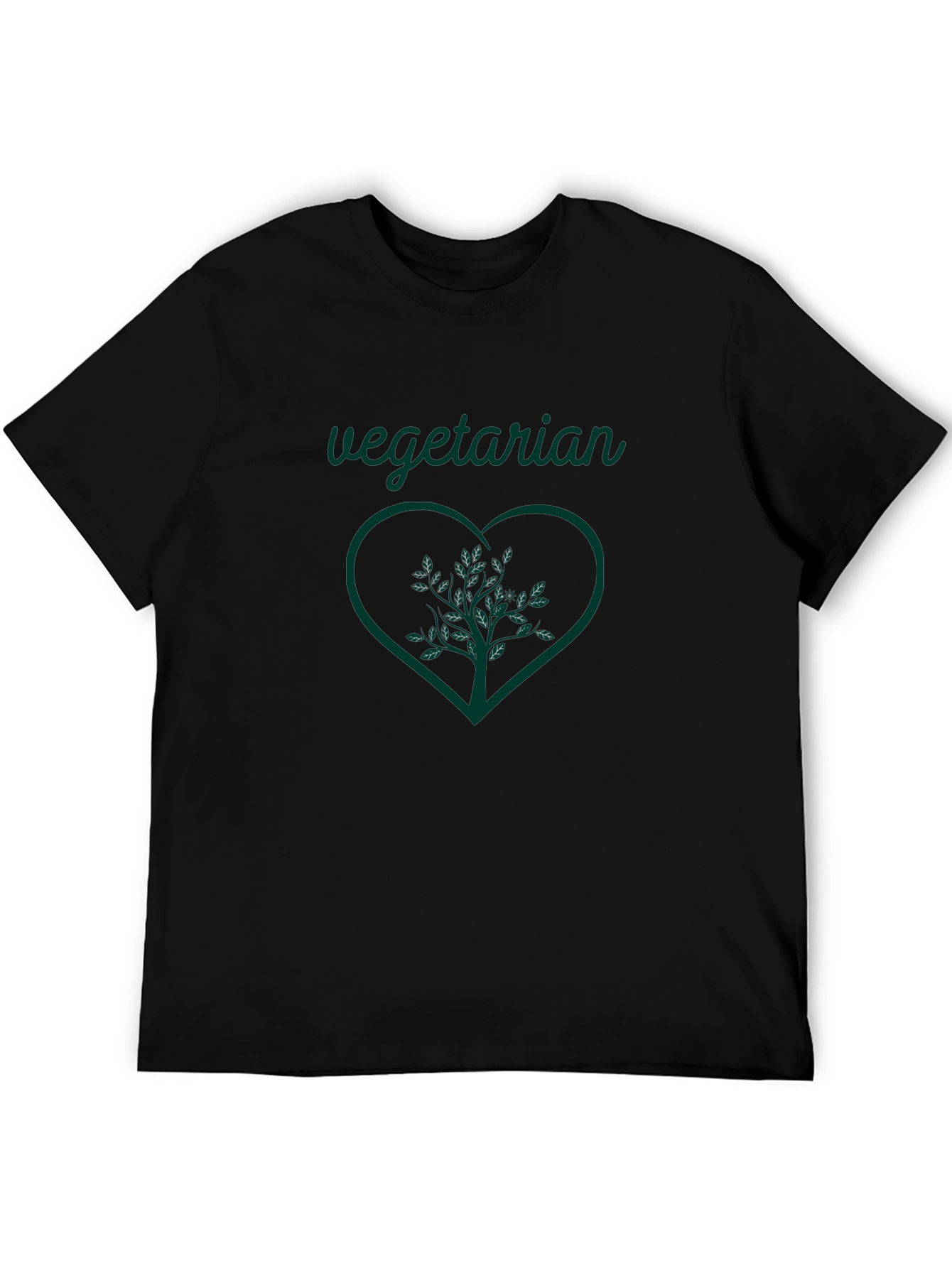 Vegetarian Heart Tree Graphic Tee - Black