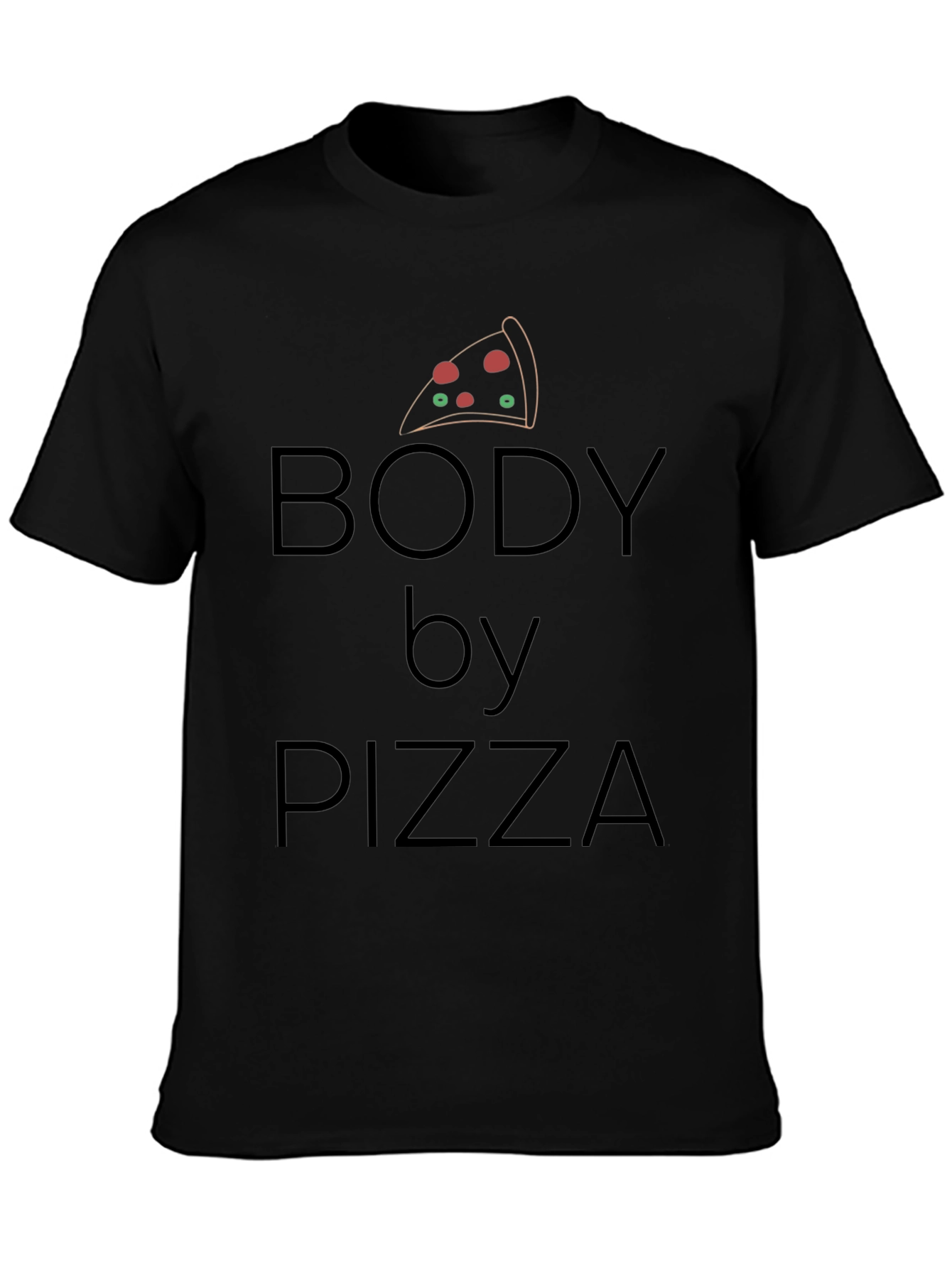 Body By Pizza Black T-Shirt - Funny Foodie Tee