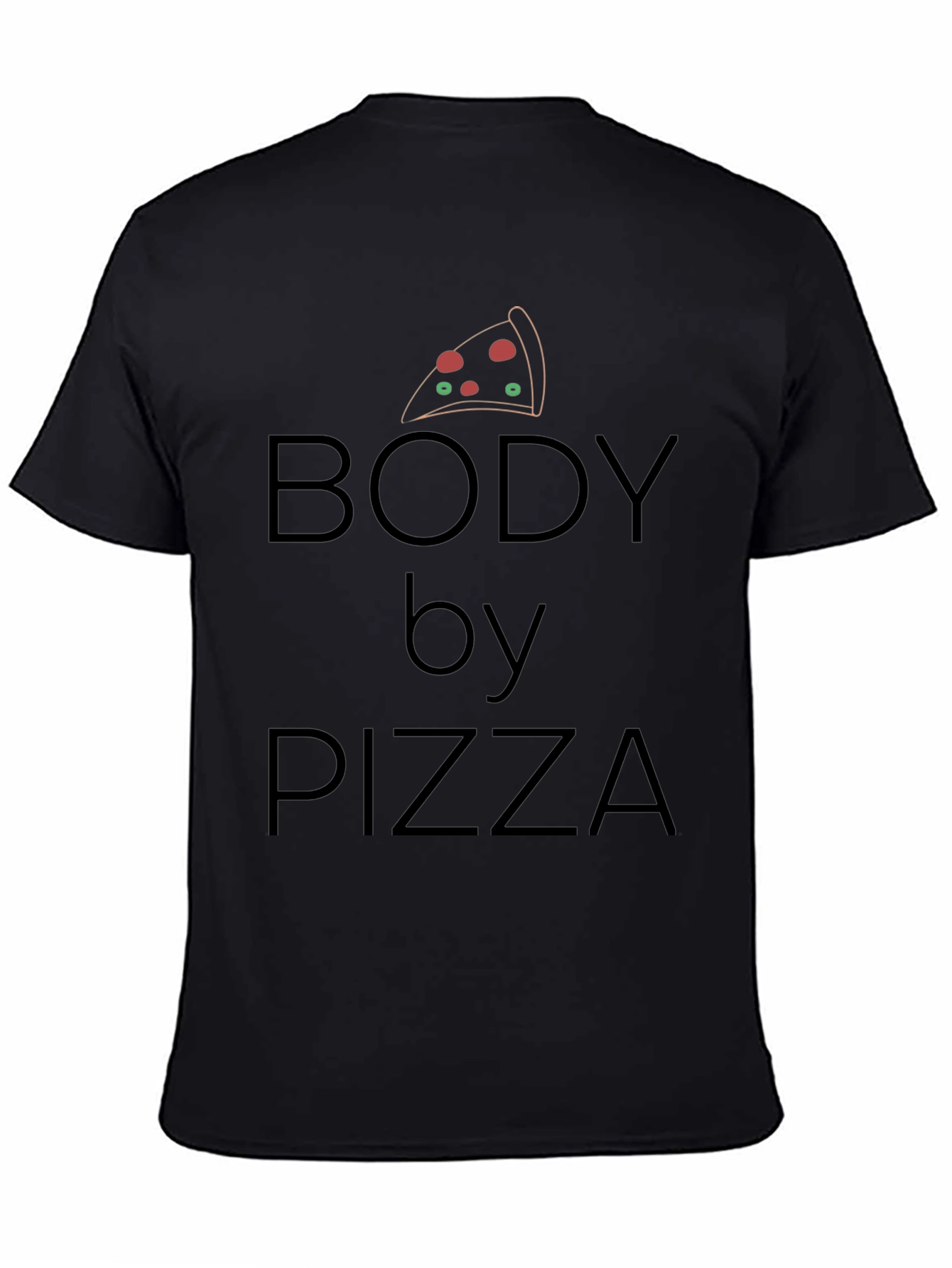 Body By Pizza Black T-Shirt - Funny Foodie Tee