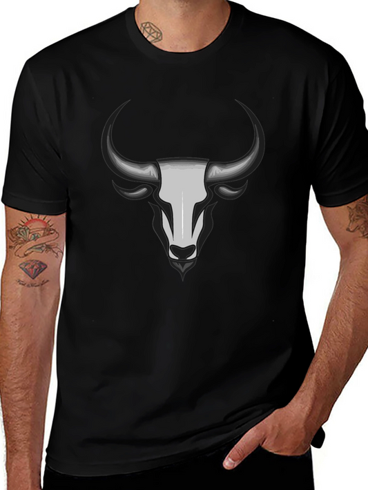 Bull Skull Graphic Tee - Black Cotton T-Shirt