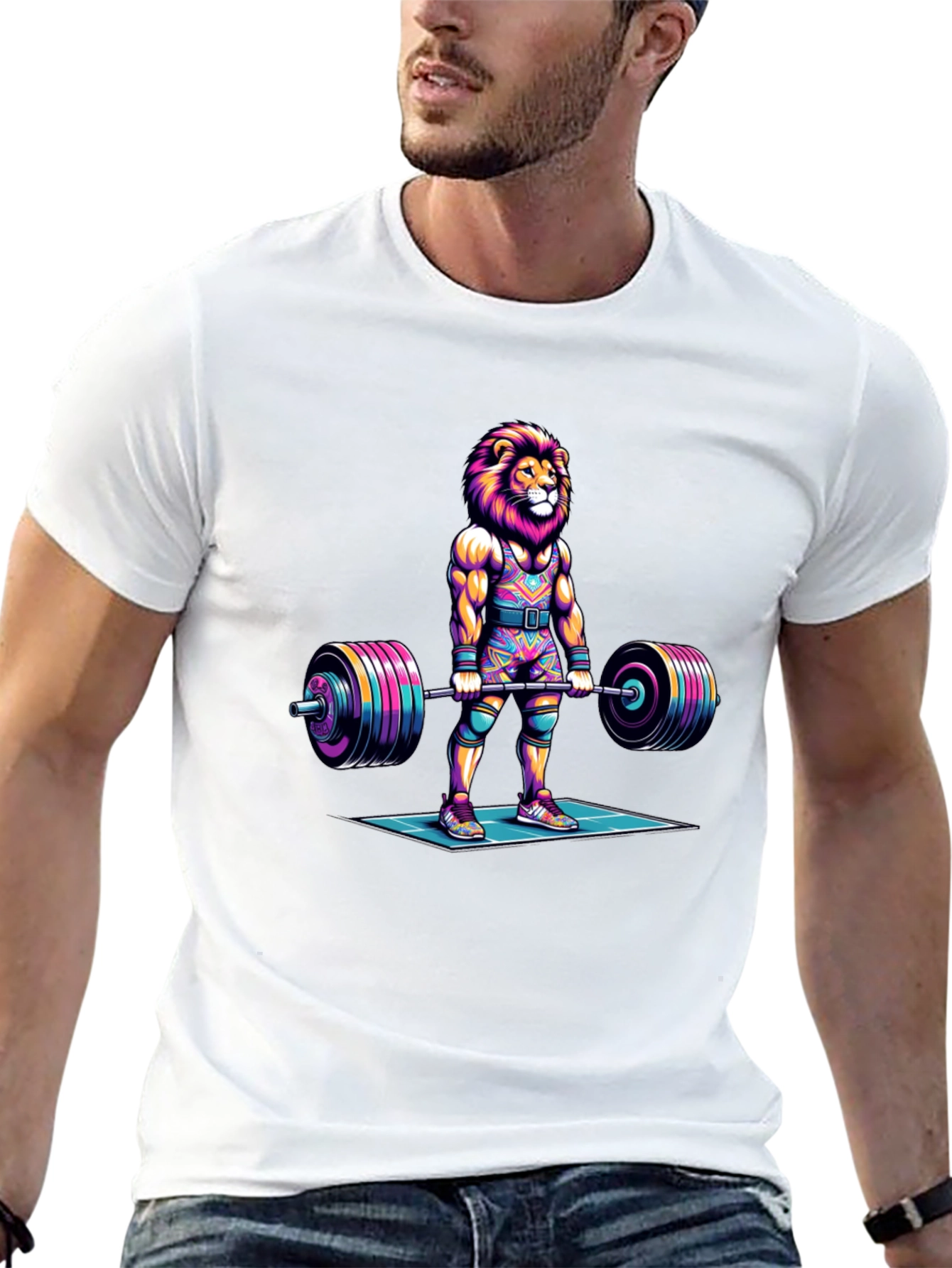 Lion Gym T-Shirt - Weightlifting Beast Mode