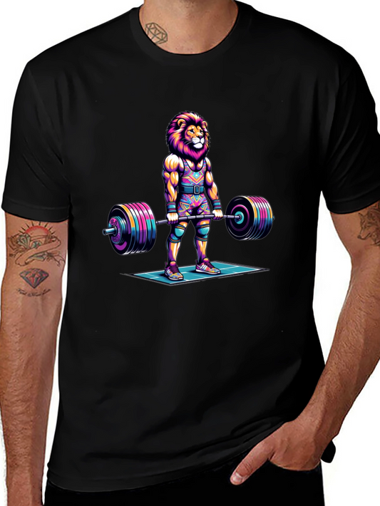 Lion Gym T-Shirt - Weightlifting Beast Mode