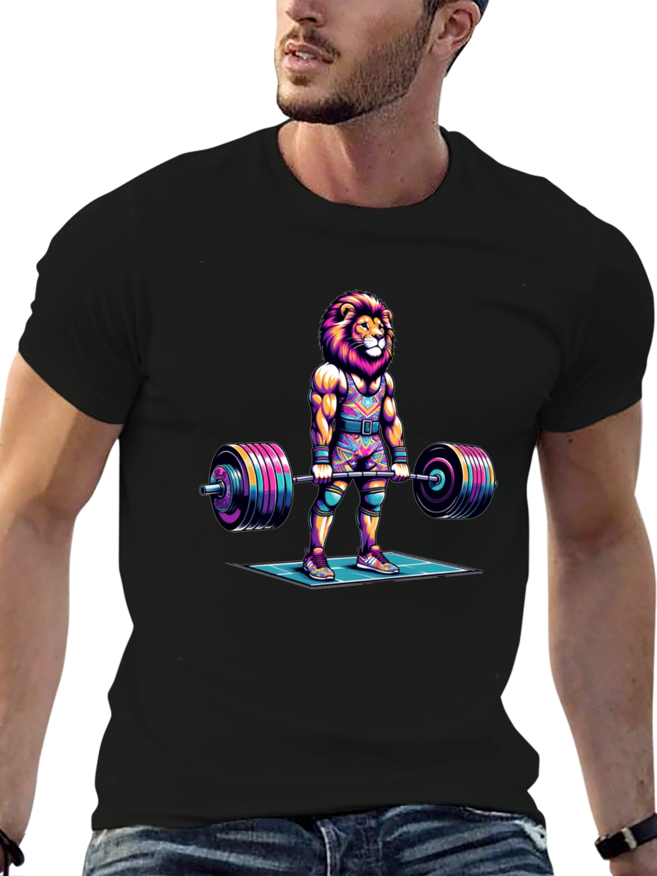 Lion Gym T-Shirt - Weightlifting Beast Mode