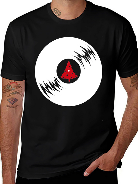 Christmas Tree Vinyl Record Graphic Tee - Holiday Style