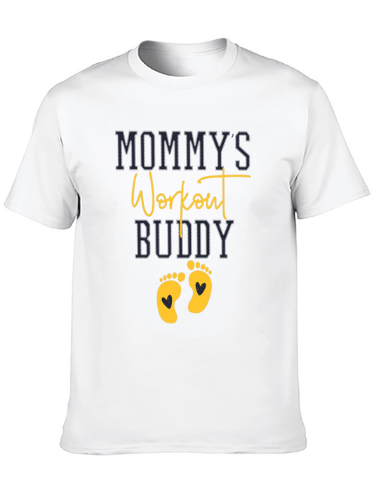 Mommys Workout Buddy T-Shirt - Cute Baby Feet Design