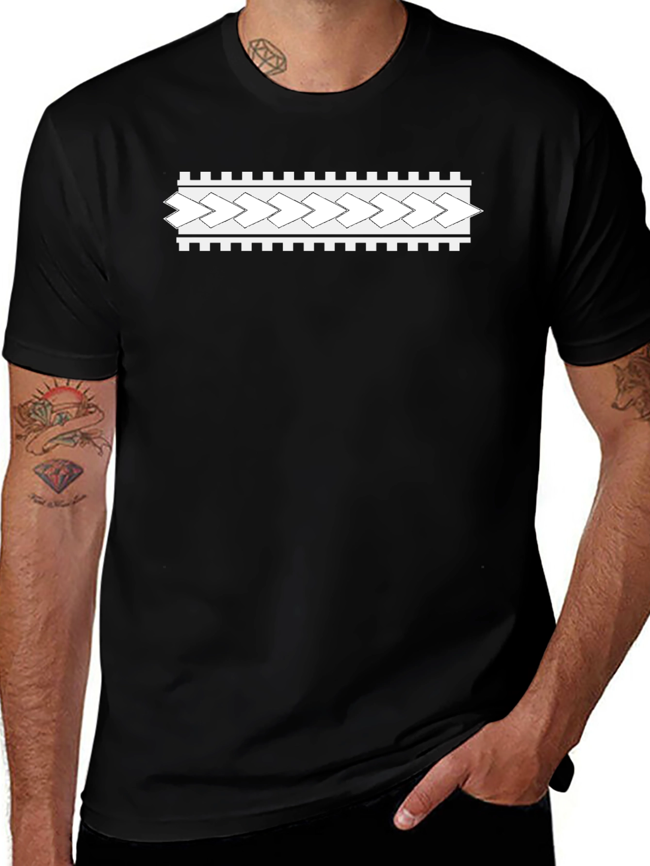 Modern Patterned Black T-Shirt