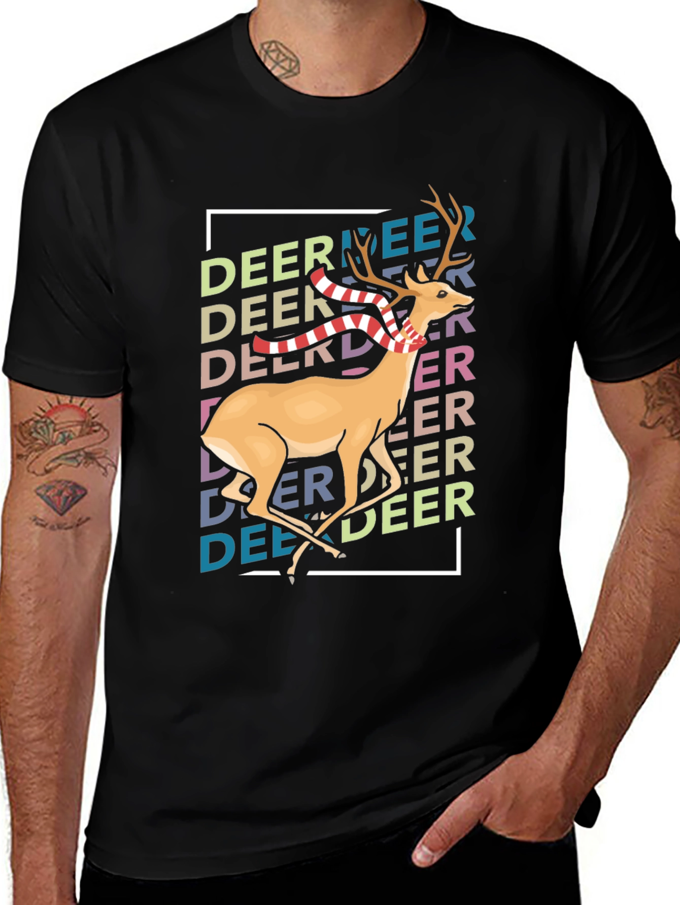 Festive Deer Graphic Tee - Holiday Season Style