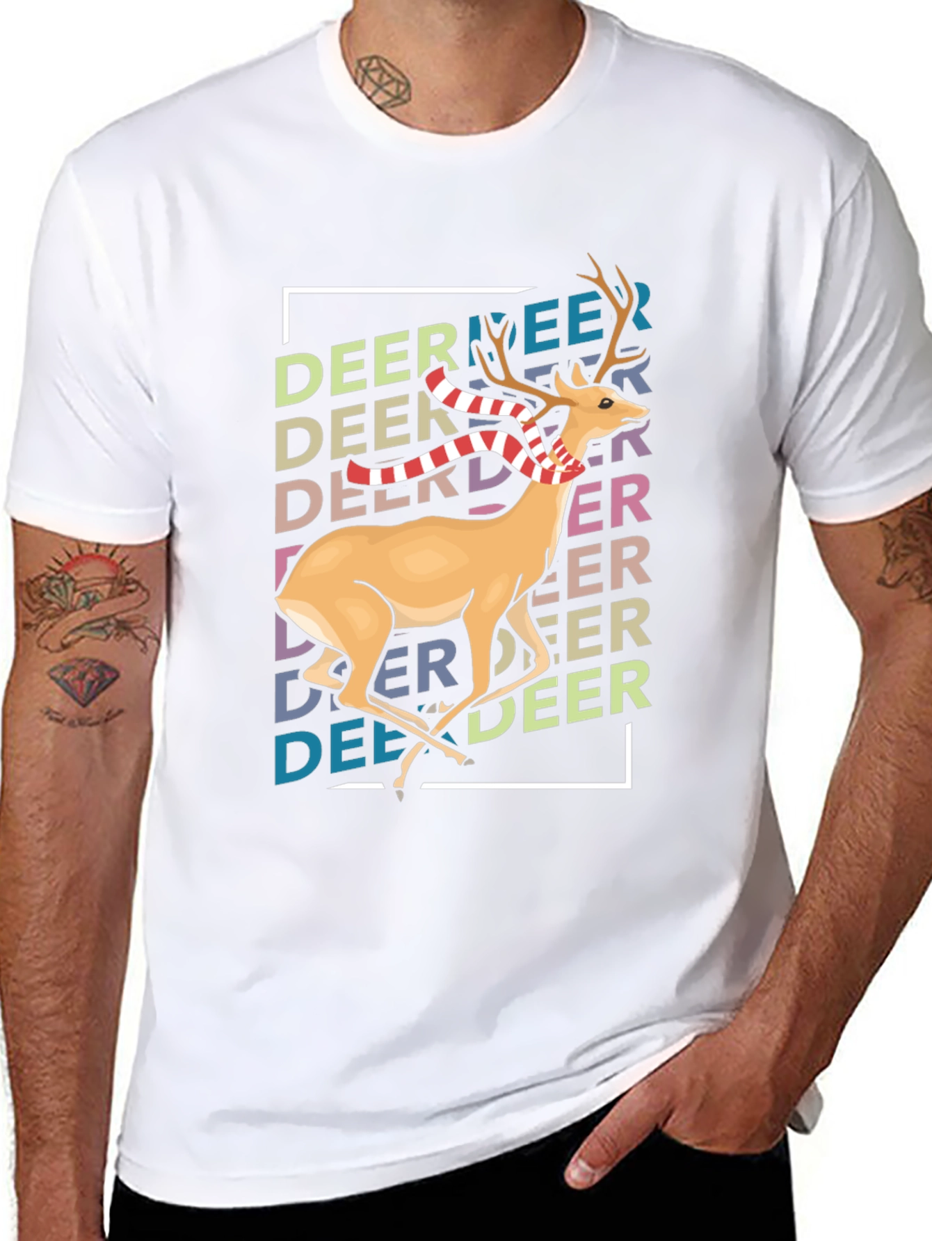 Festive Deer Graphic Tee - Holiday Season Style