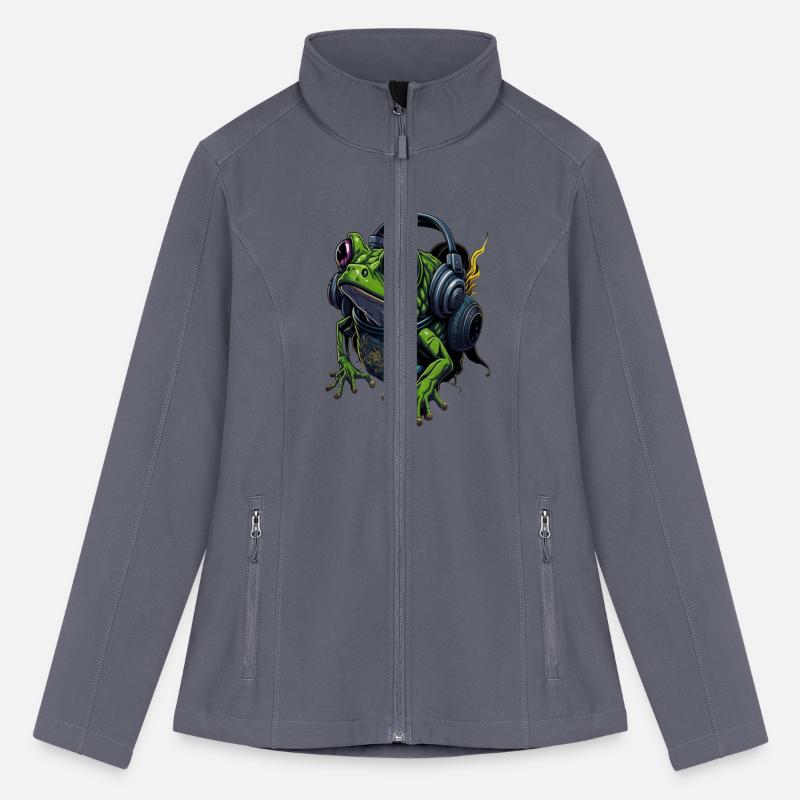 vibrant graffiti illustration of a frog dj playing