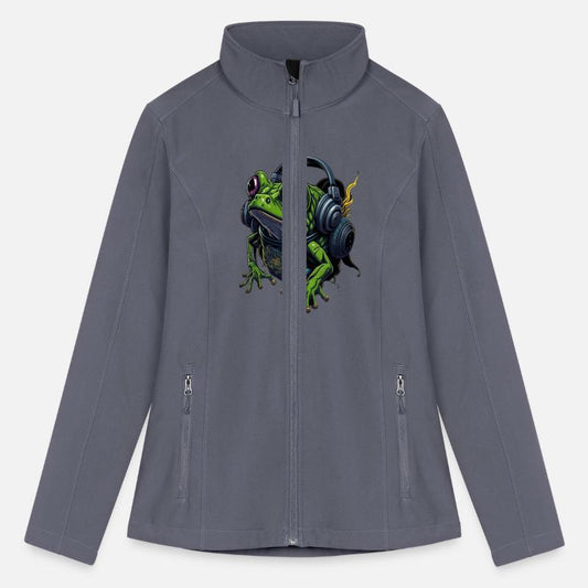 vibrant graffiti illustration of a frog dj playing