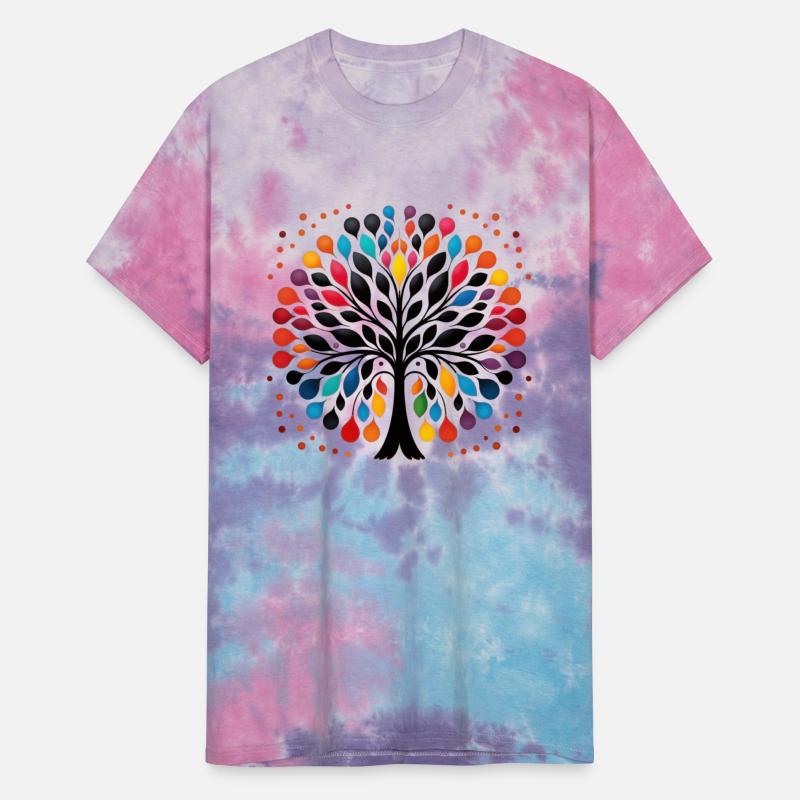 Vibrant Tree of Life Dot Art for Light Tees