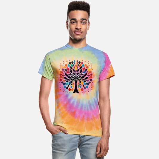 Vibrant Tree of Life Dot Art for Light Tees