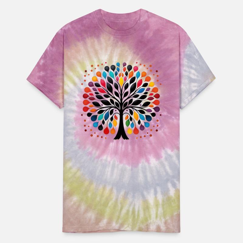 Vibrant Tree of Life Dot Art for Light Tees