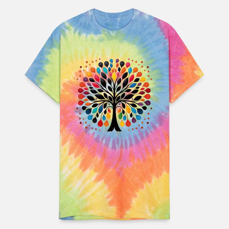 Vibrant Tree of Life Dot Art for Light Tees