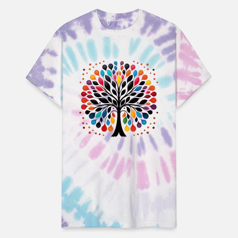 Vibrant Tree of Life Dot Art for Light Tees