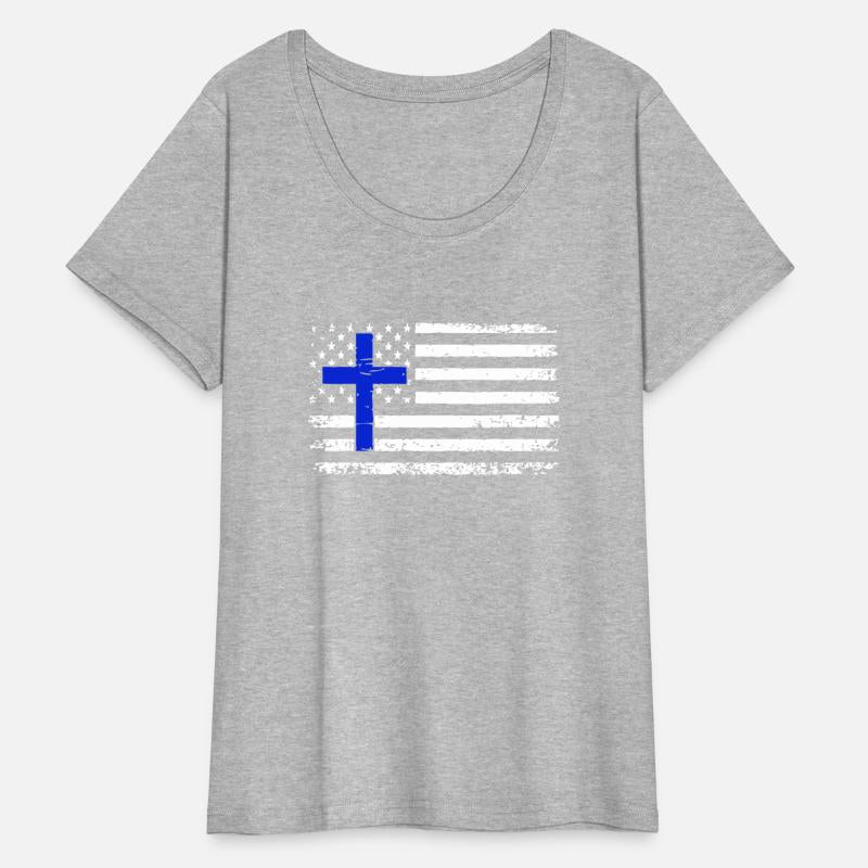 Vintage Distressed Blue Cross White USA Flag