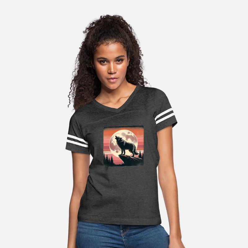 Vintage Wolf Howling at the Moon