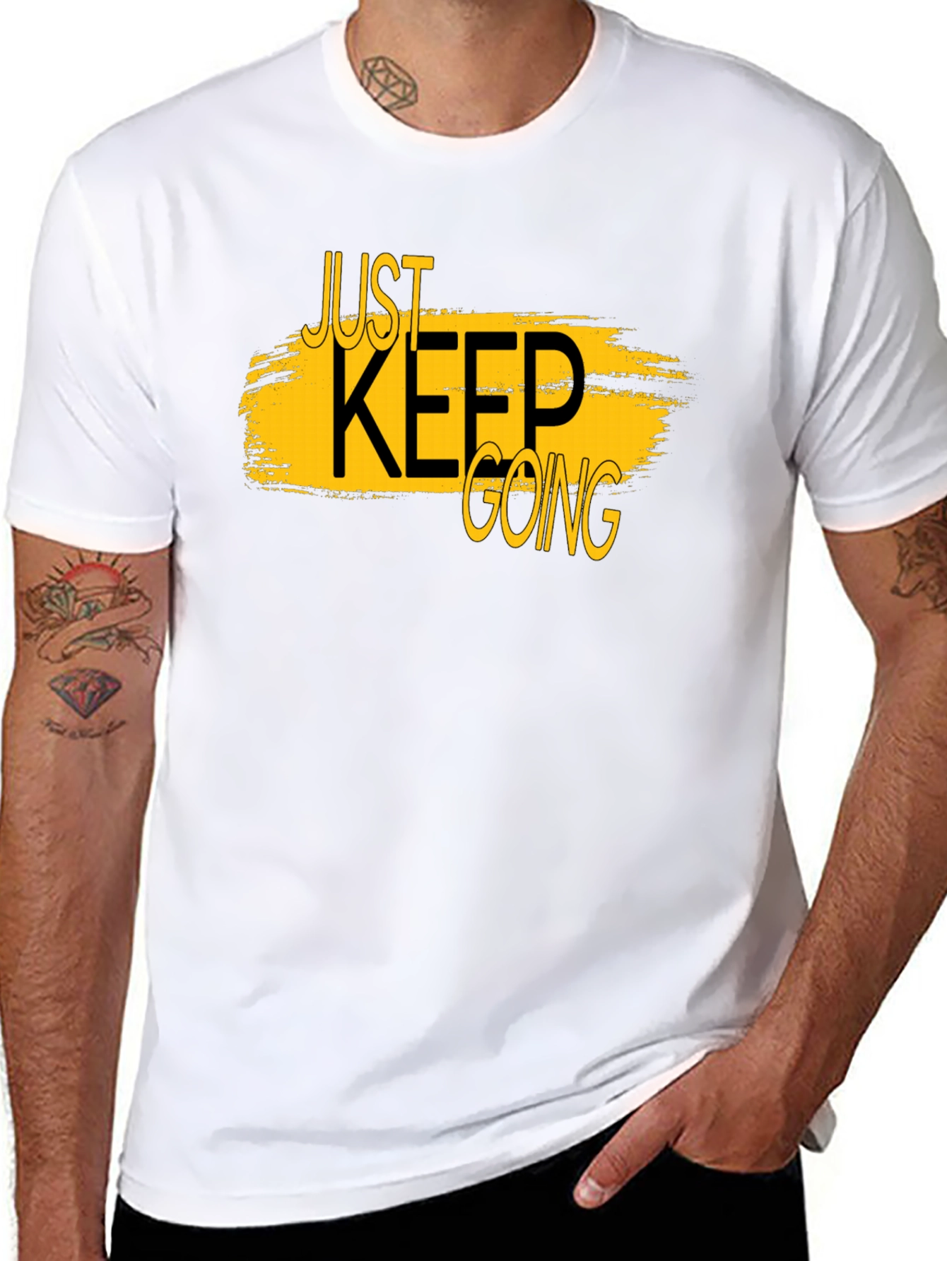 Just Keep Going Graphic Tee - Black Cotton Blend