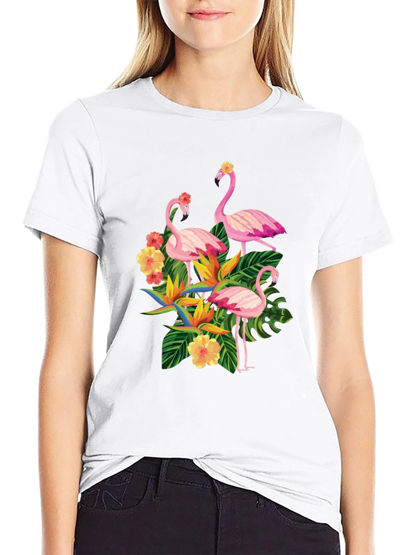 Tropical Flamingo Graphic T-Shirt