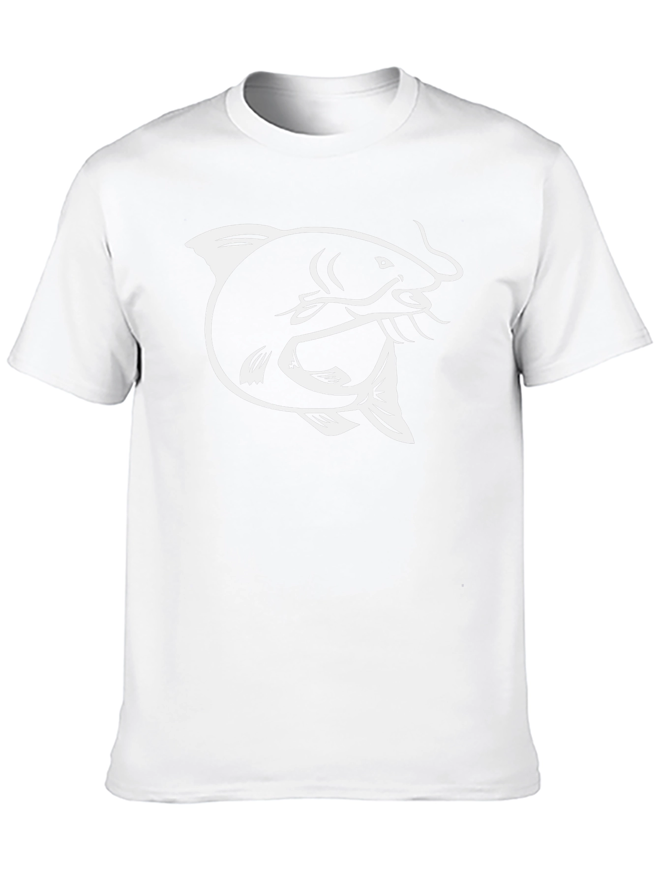 Mens Black T-Shirt with White Fish Graphic Print