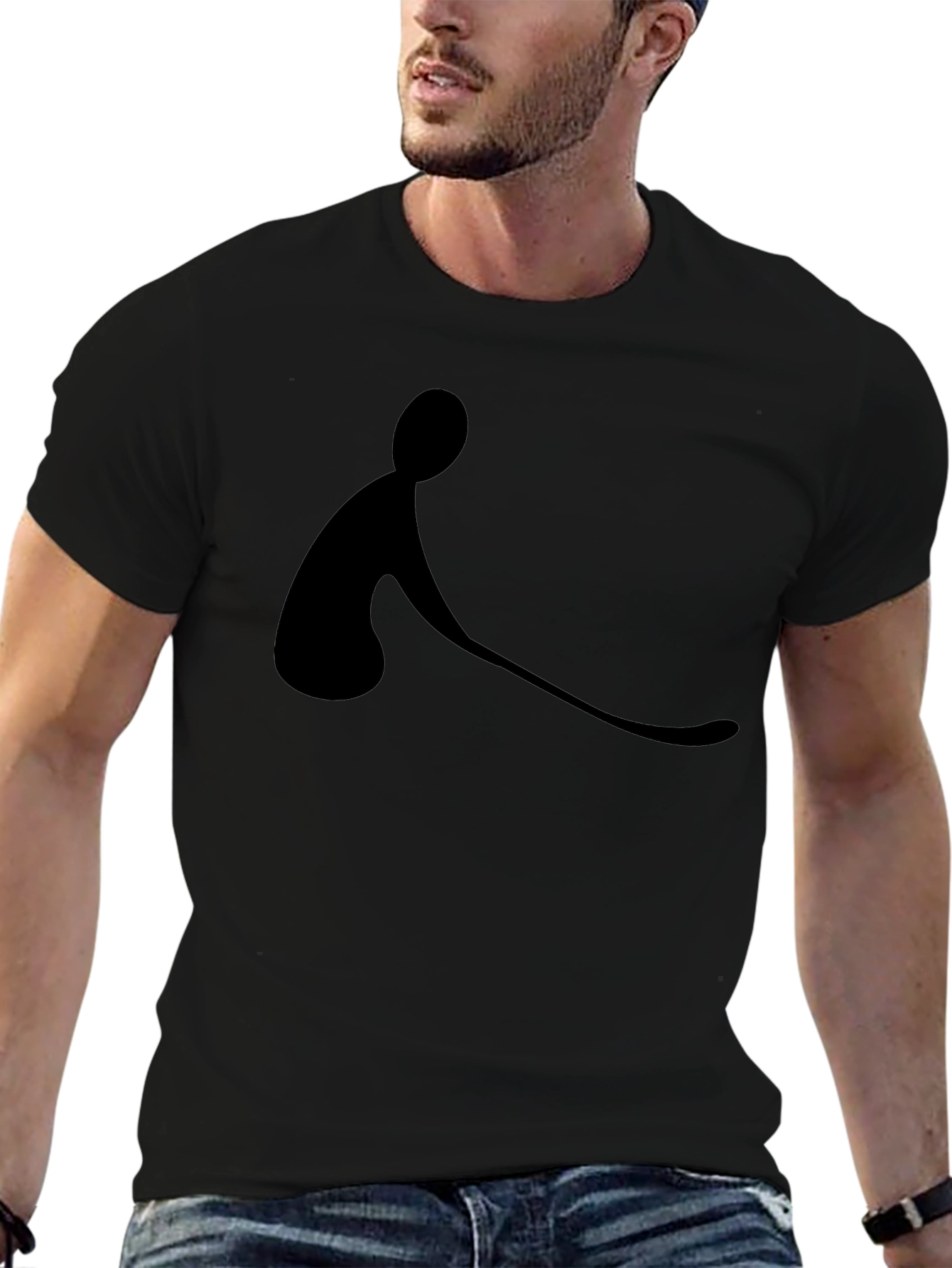 Minimalist Hockey Player Black T-Shirt