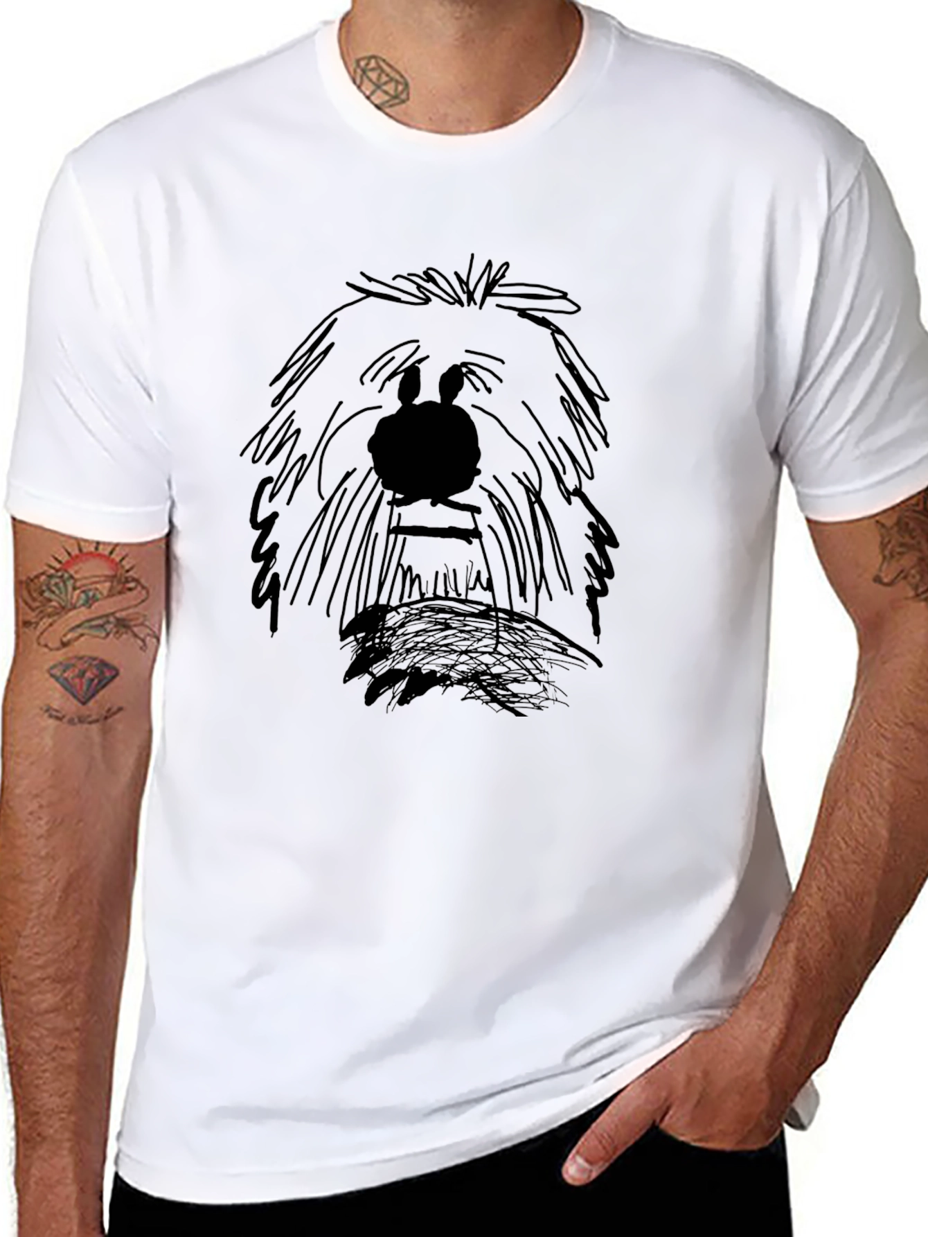 Cartoon Sketch Dog T-Shirt – Artistic Dog Lover Graphic Tee