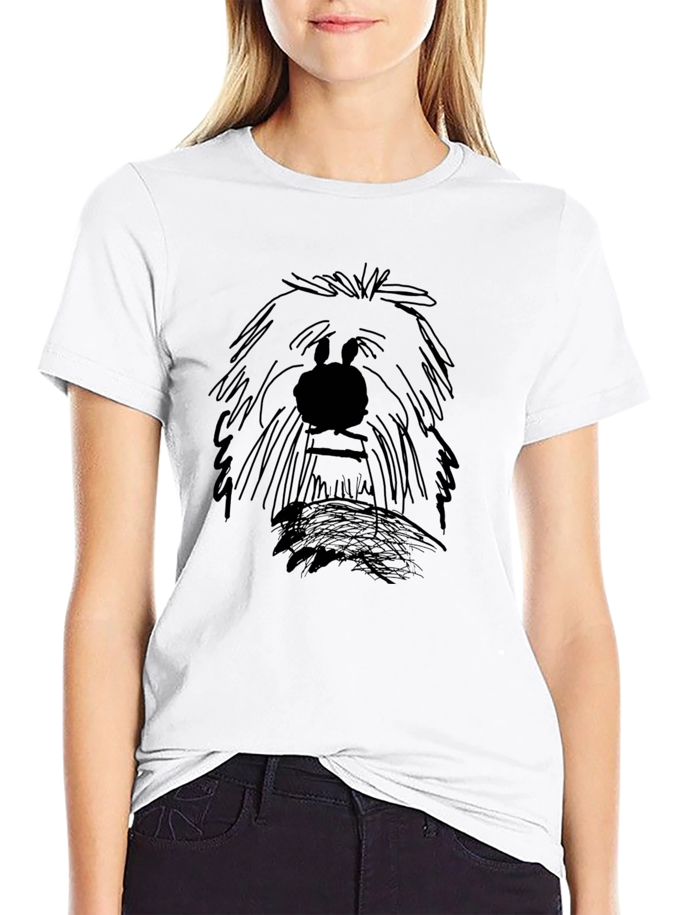 Cartoon Sketch Dog T-Shirt – Artistic Dog Lover Graphic Tee
