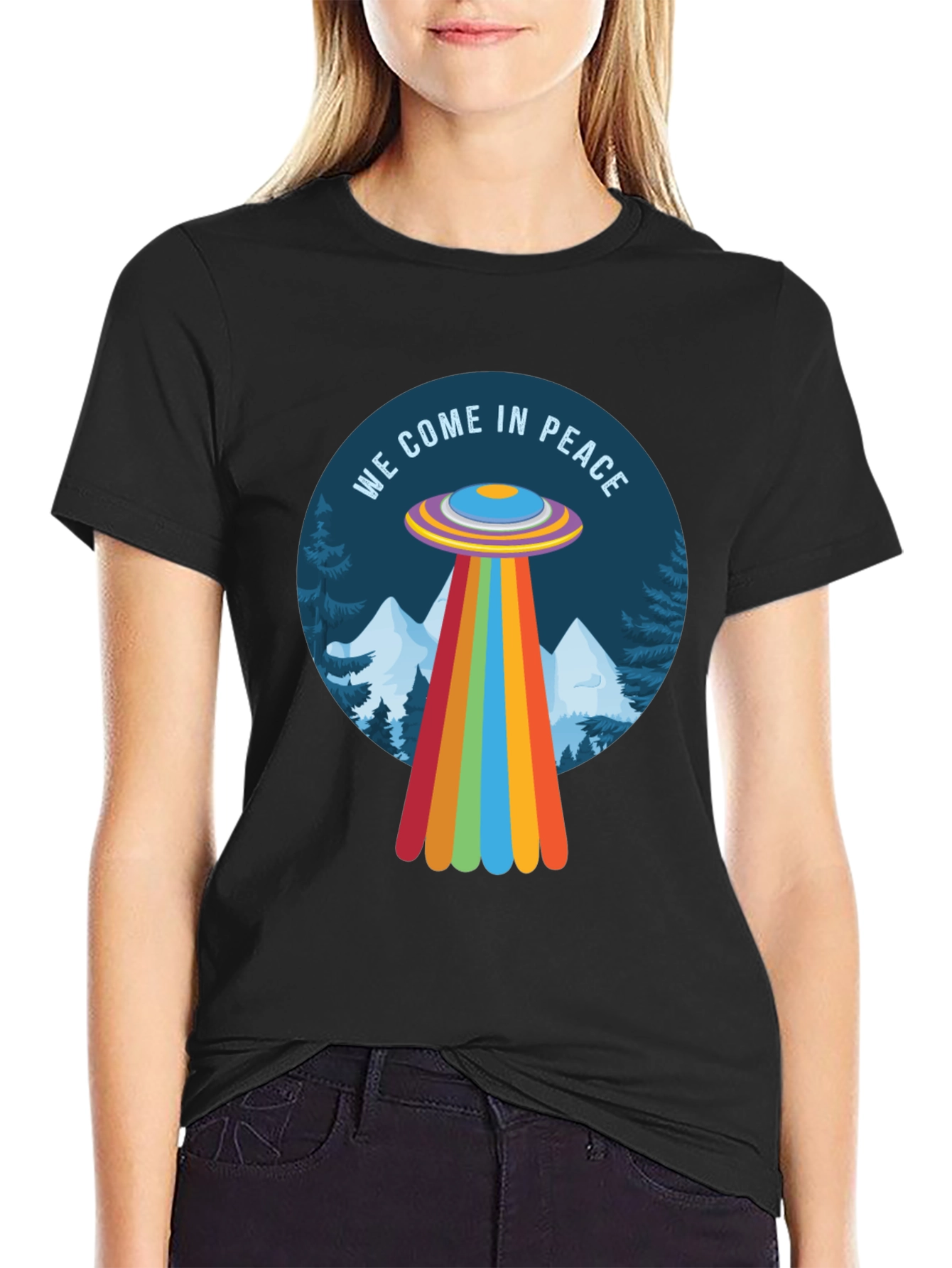We Come In Peace UFO Graphic Tee