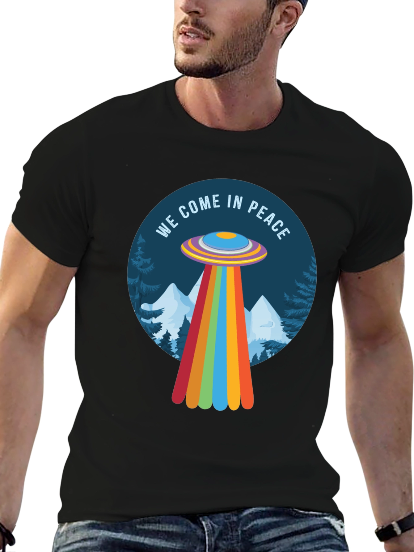 We Come In Peace UFO Graphic Tee