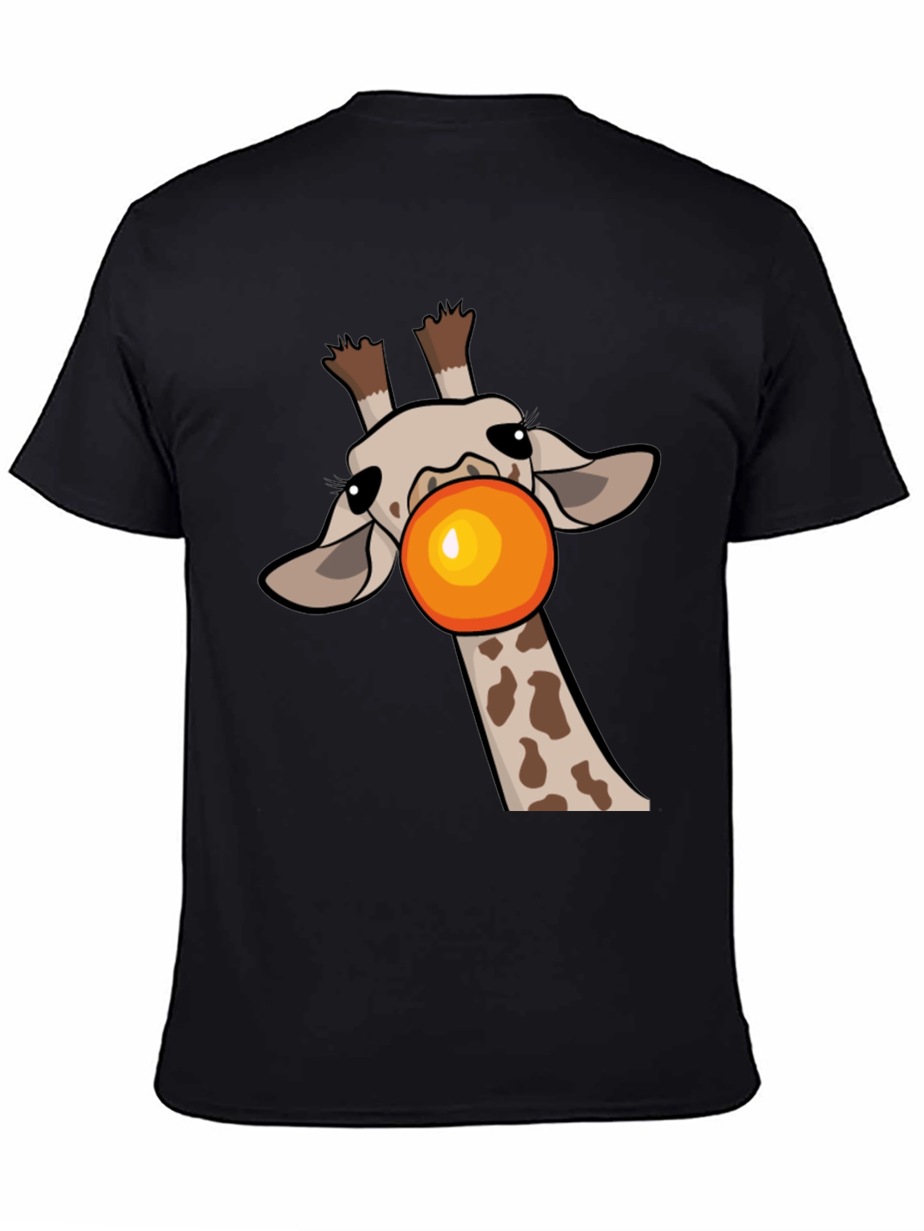 Giraffe Bubble Gum Pop Mens Black Graphic Tee
