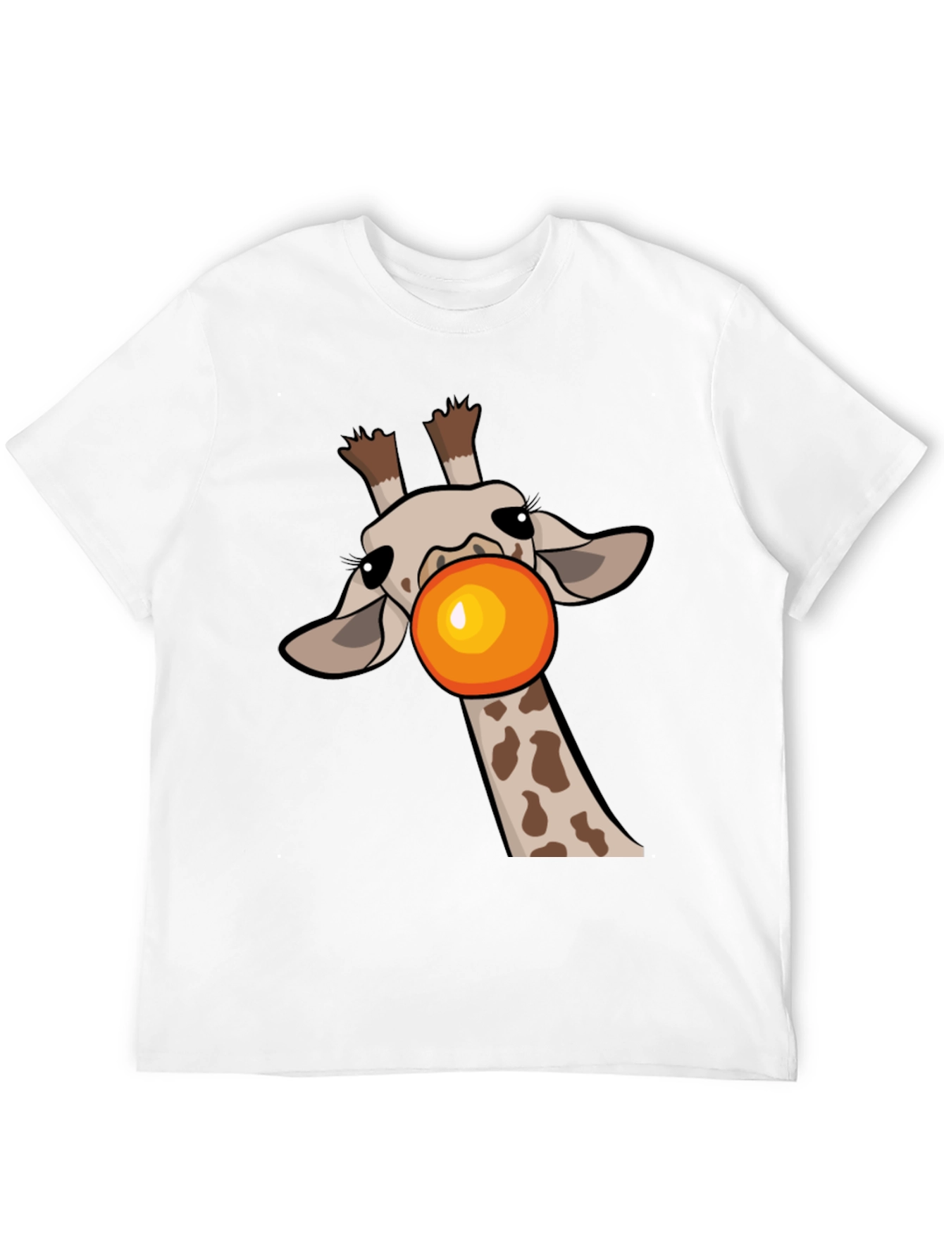 Giraffe Bubble Gum Pop Mens Black Graphic Tee