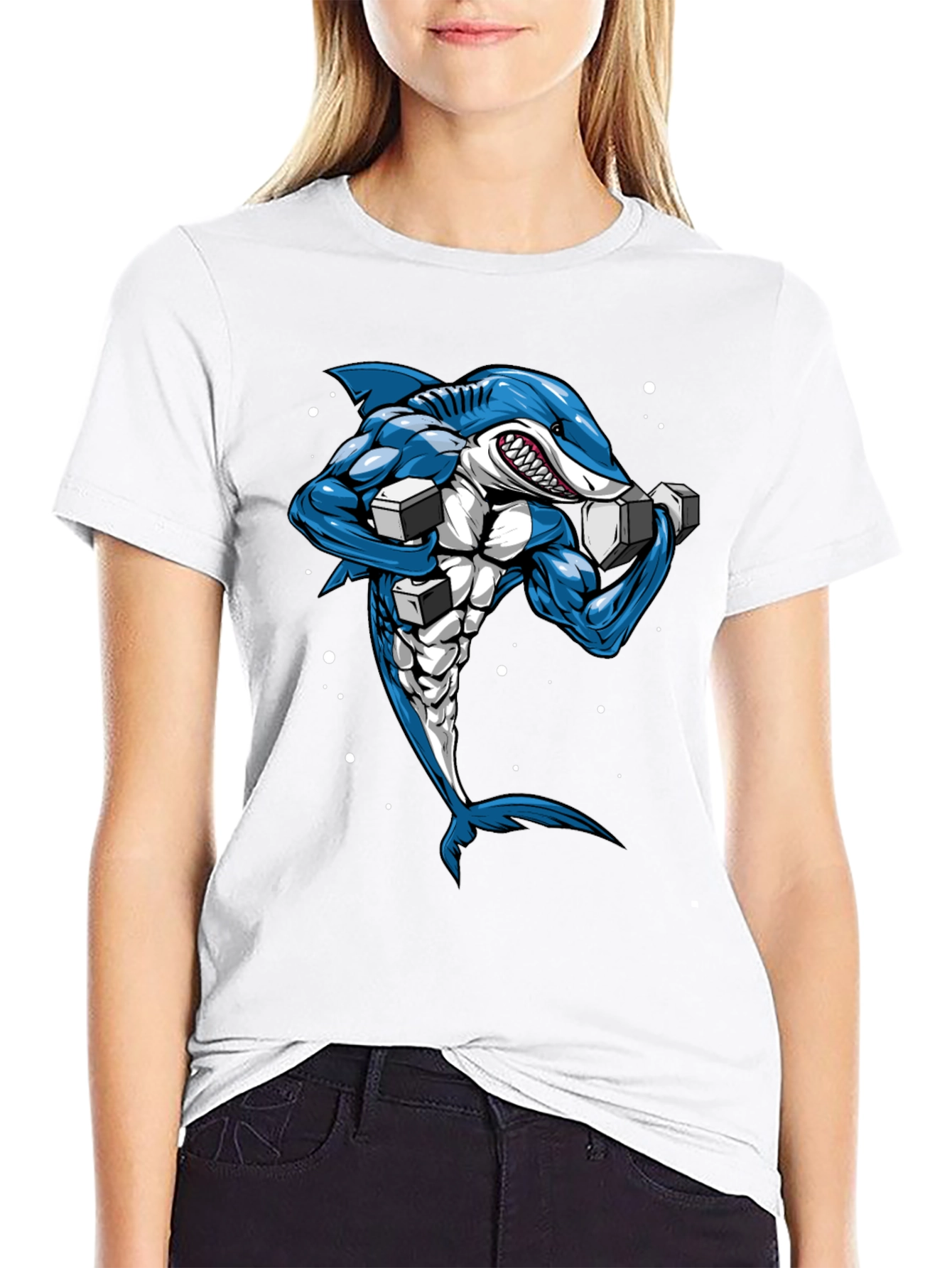 Muscle Shark Graphic Tee - Black Cotton T-Shirt