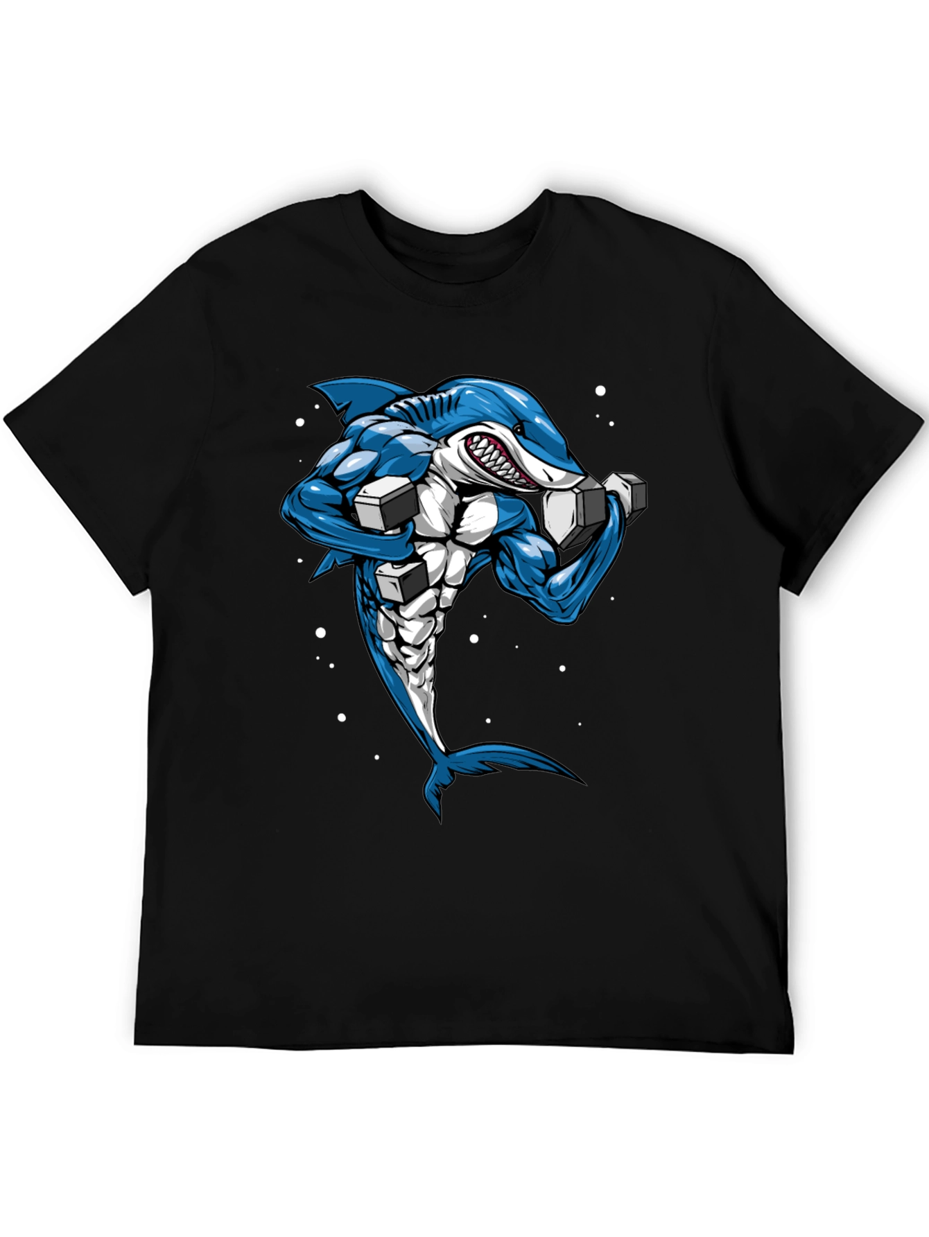 Muscle Shark Graphic Tee - Black Cotton T-Shirt