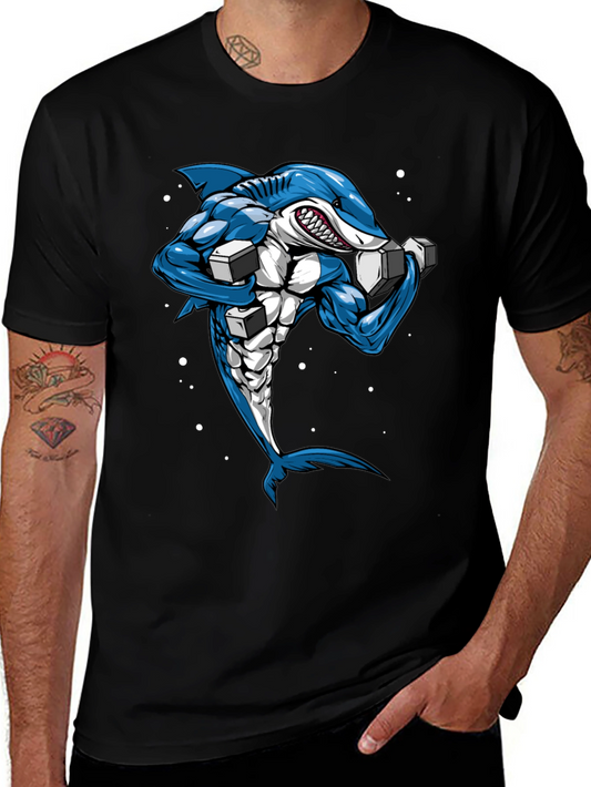 Muscle Shark Graphic Tee - Black Cotton T-Shirt