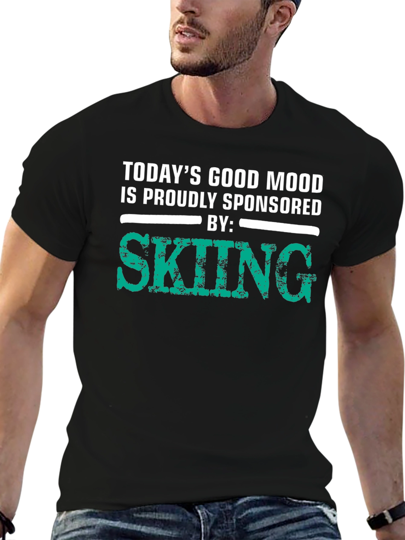 Skiing Sponsored T-Shirt - Good Mood Guarantee