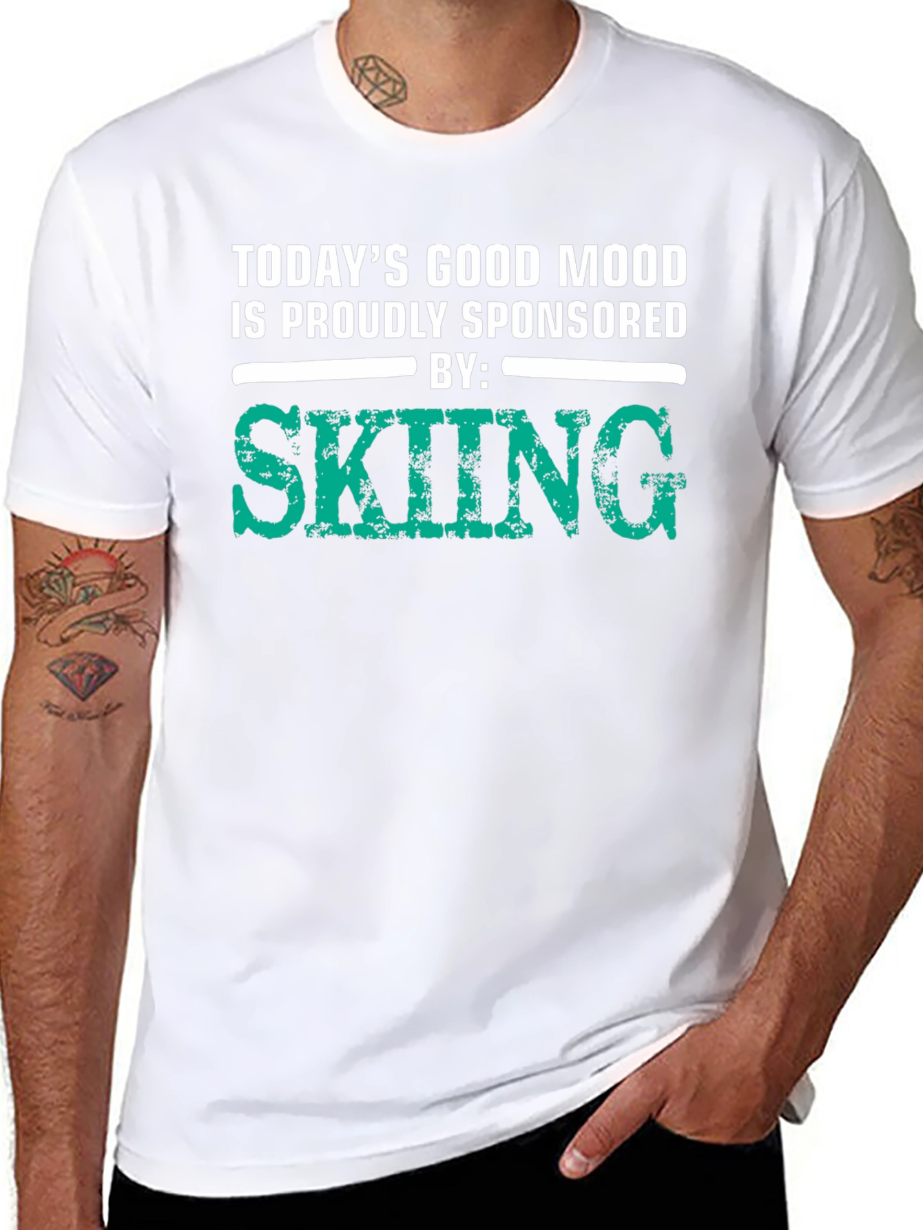 Skiing Sponsored T-Shirt - Good Mood Guarantee