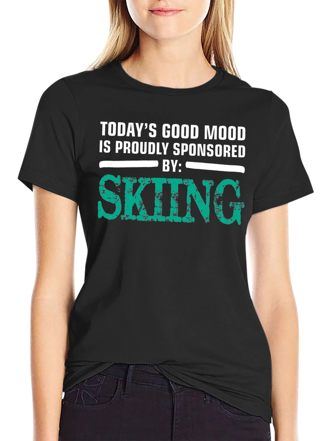 Skiing Sponsored T-Shirt - Good Mood Guarantee
