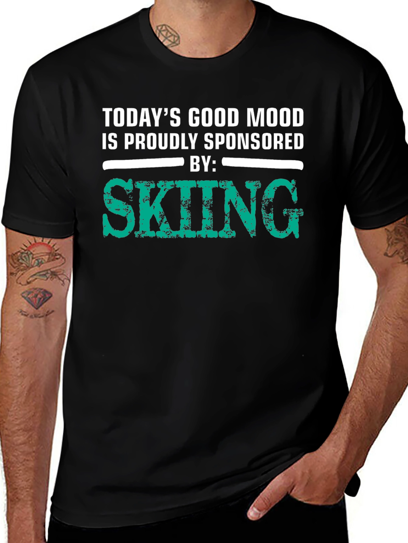 Skiing Sponsored T-Shirt - Good Mood Guarantee
