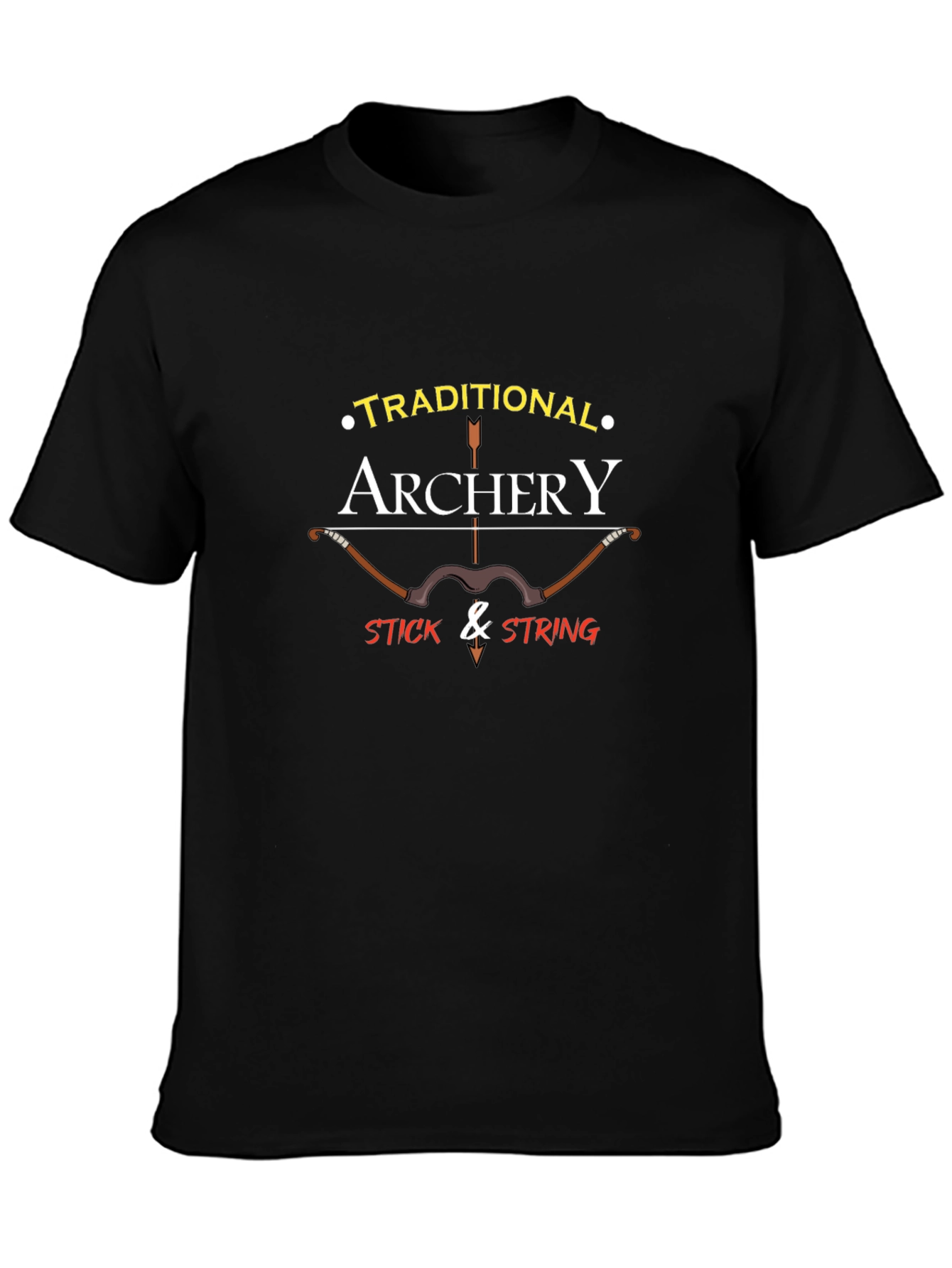 Traditional Archery Stick & String Black T-Shirt